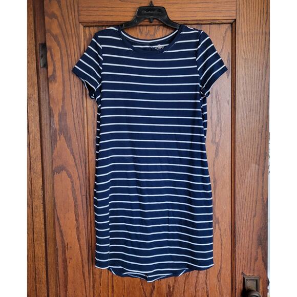 St. John's Bay Dresses & Skirts - ST JOHNS BAY Shirt Dress Women Medium Blue White Striped Slip On Pockets Slit
